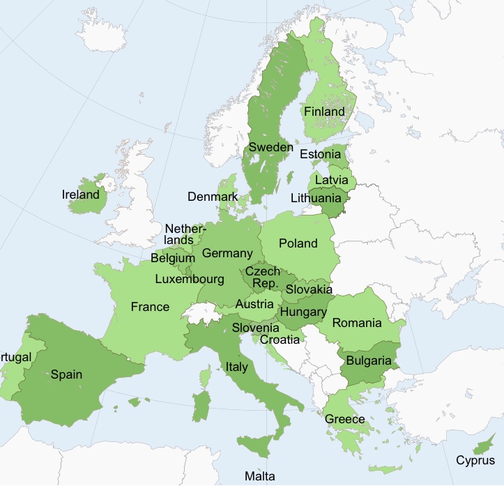 欧盟成员国地图 - European Union member states